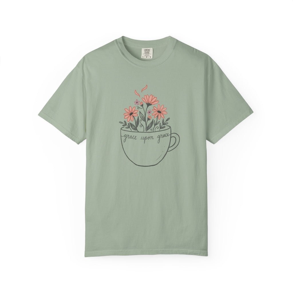 Floral Tea Cup Grace Upon Grace T-Shirt