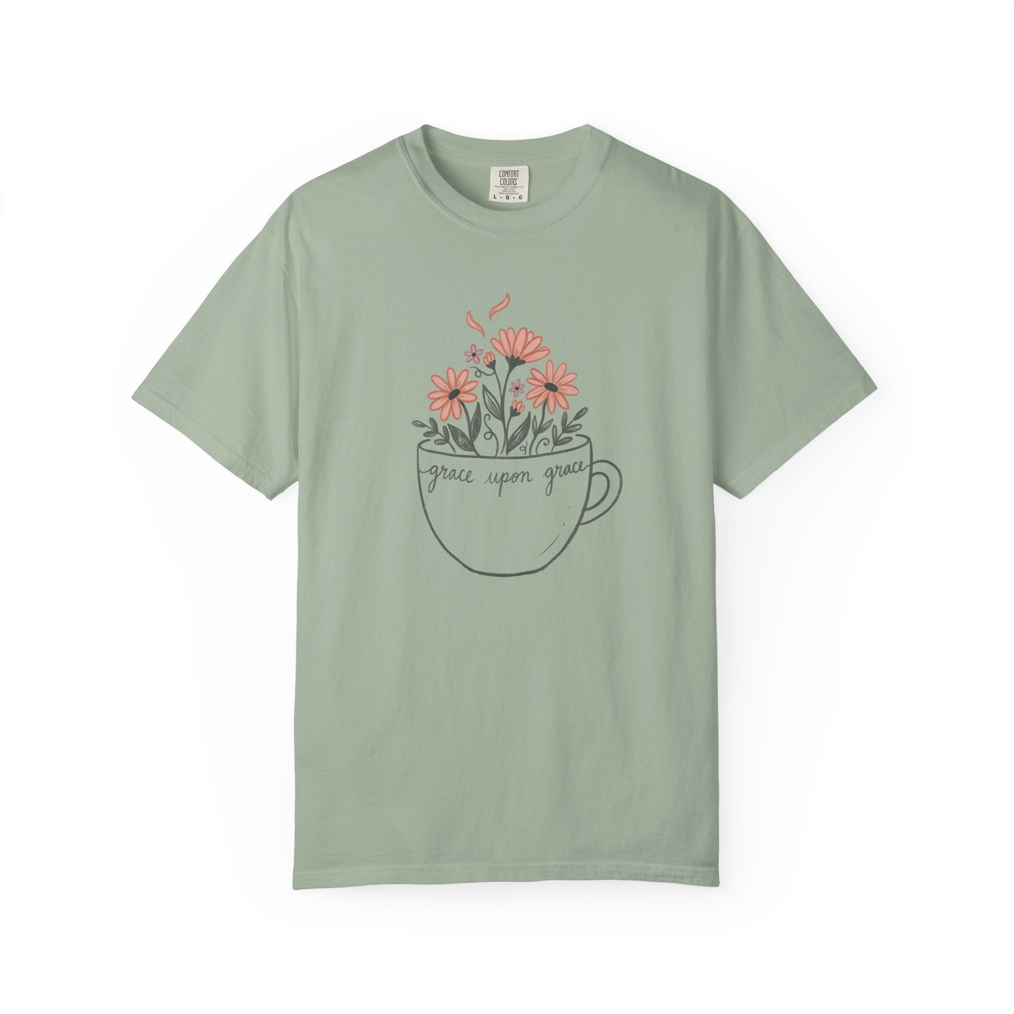 Floral Tea Cup Grace Upon Grace T-Shirt