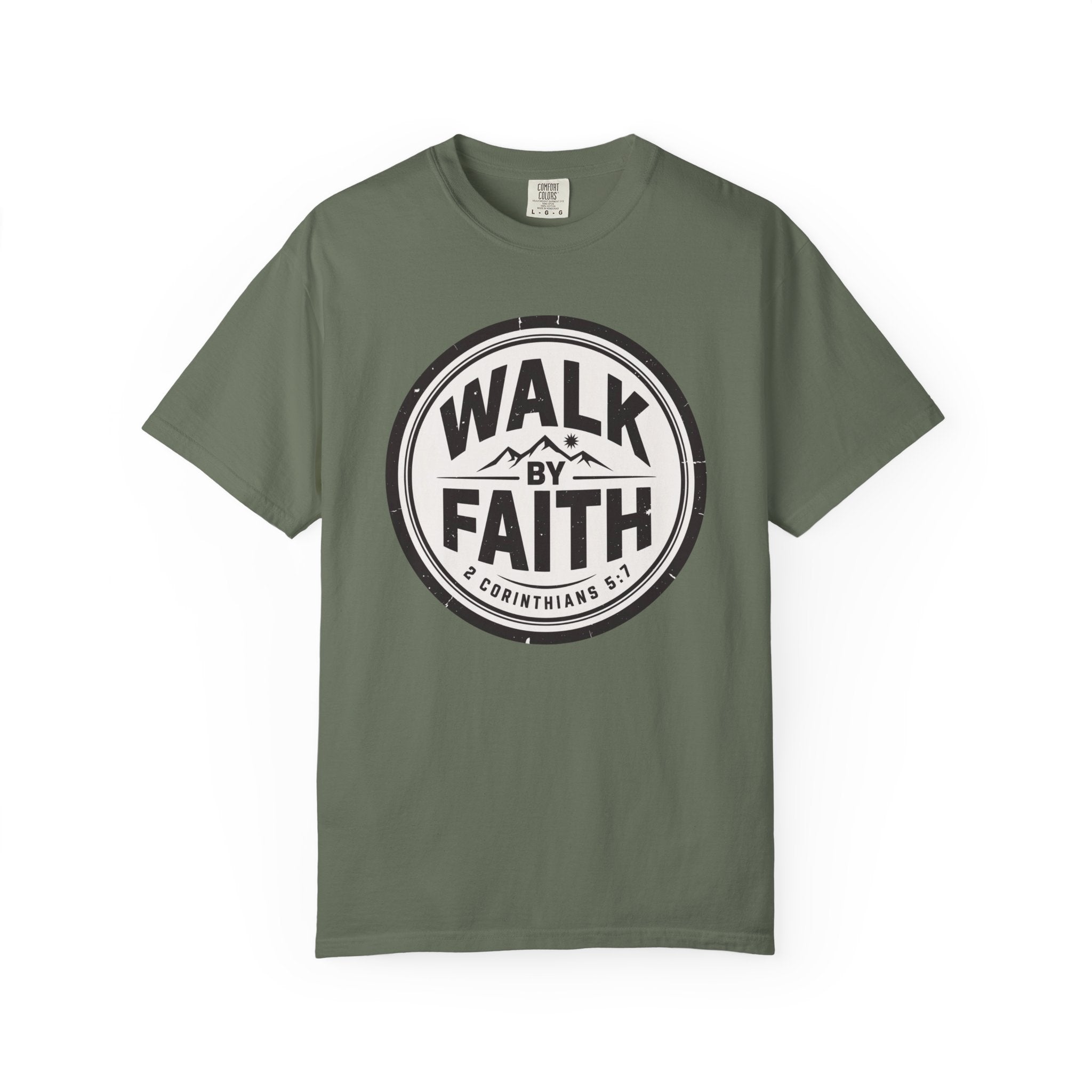 Walk By Faith Badge 2 Corinthians 5:7 T-Shirt