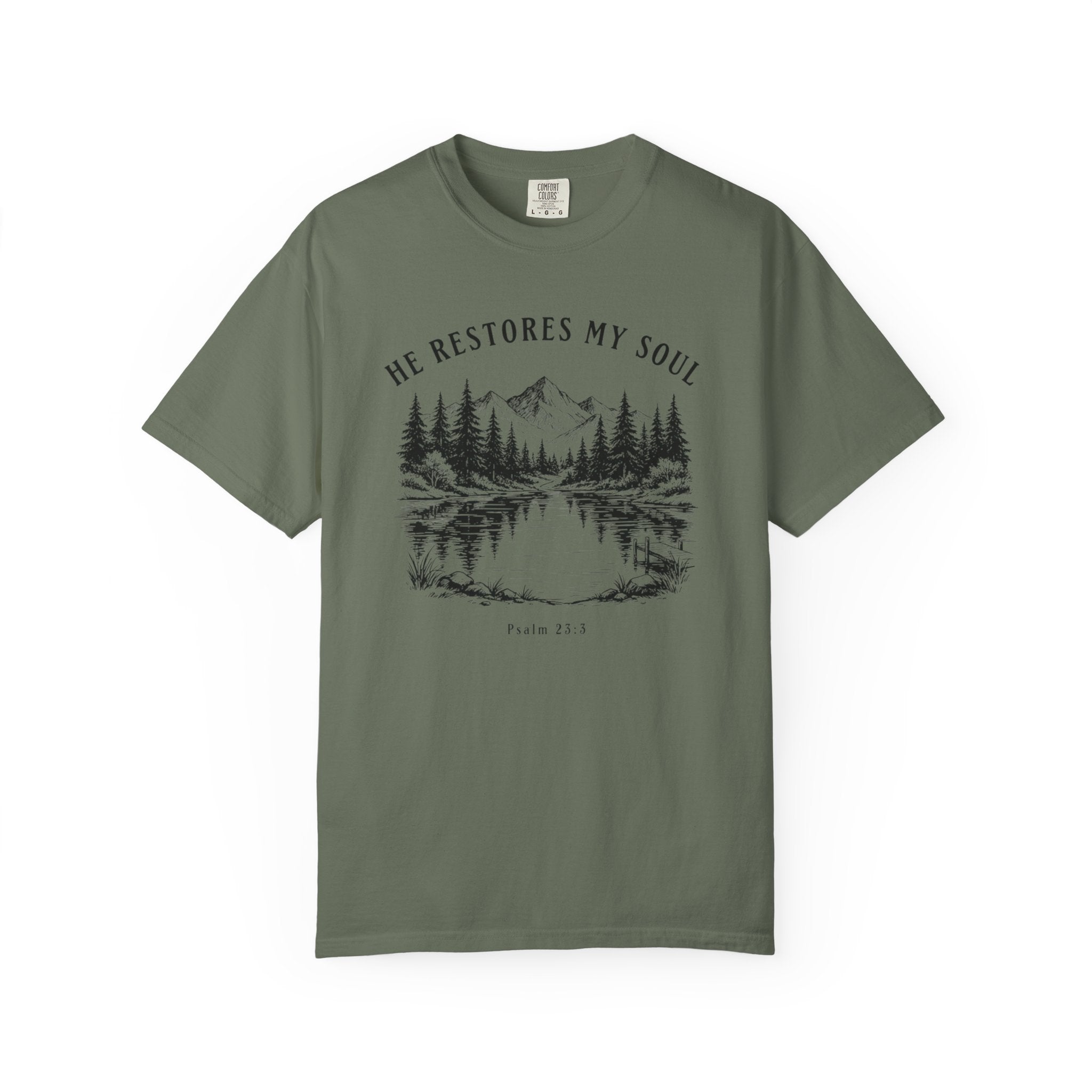 He Restores My Soul Mountain Psalm 23:3 T-Shirt