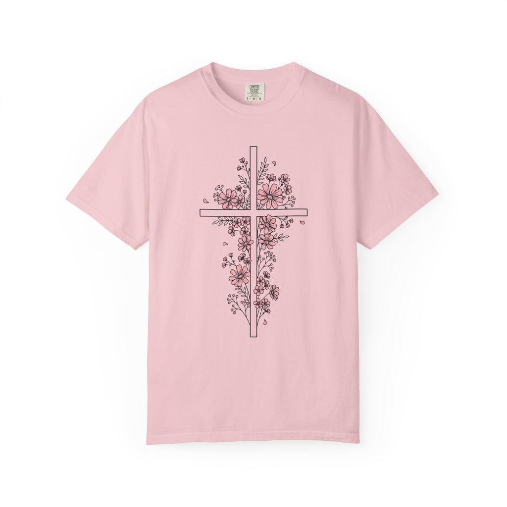 Pink Floral Cross T-Shirt