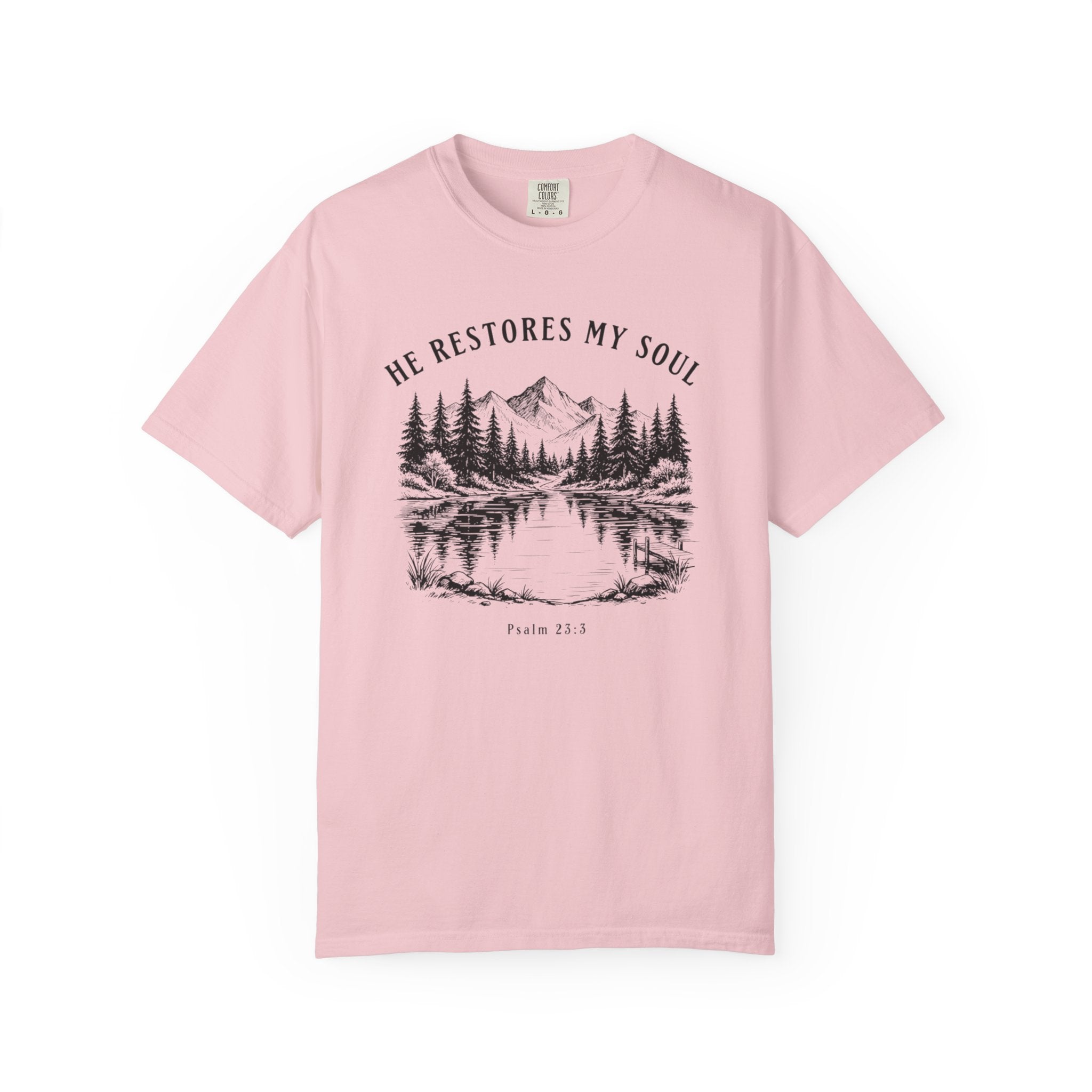 He Restores My Soul Mountain Psalm 23:3 T-Shirt
