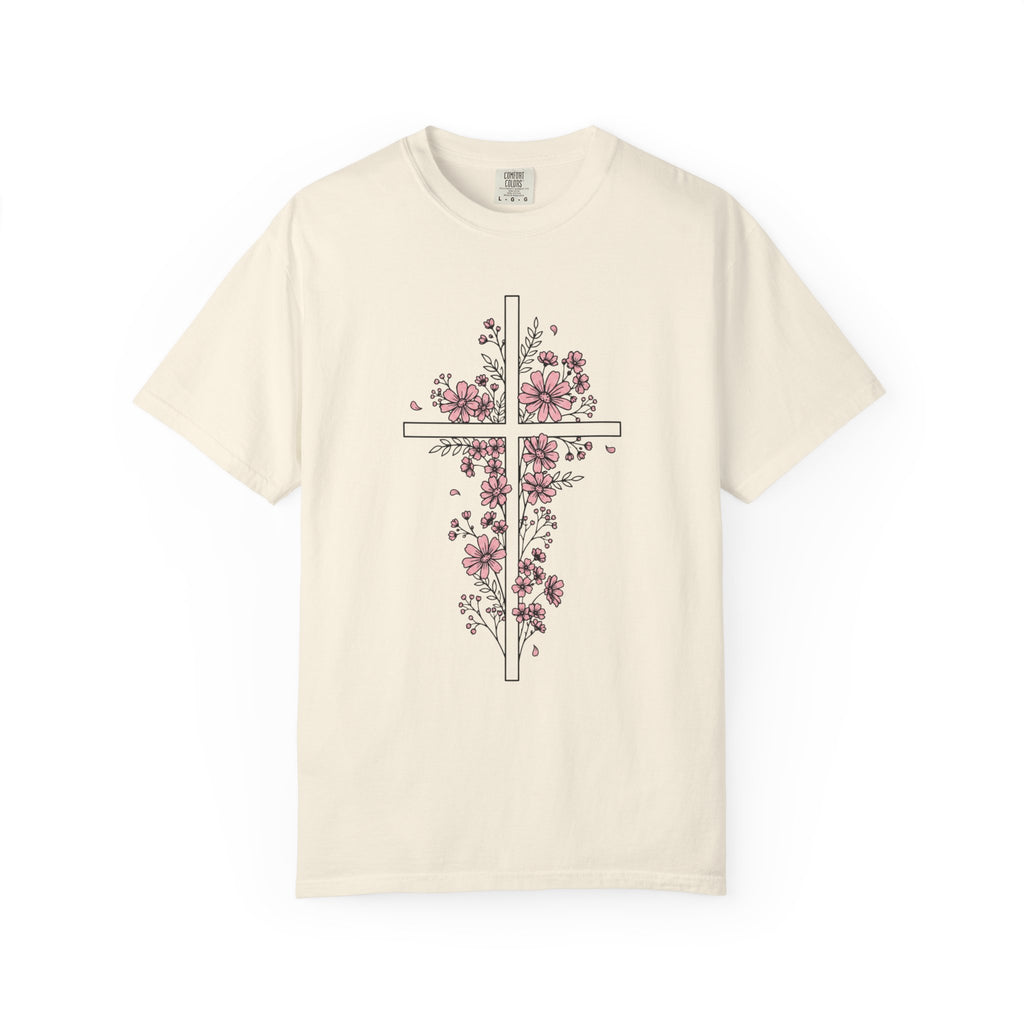 Pink Floral Cross T-Shirt