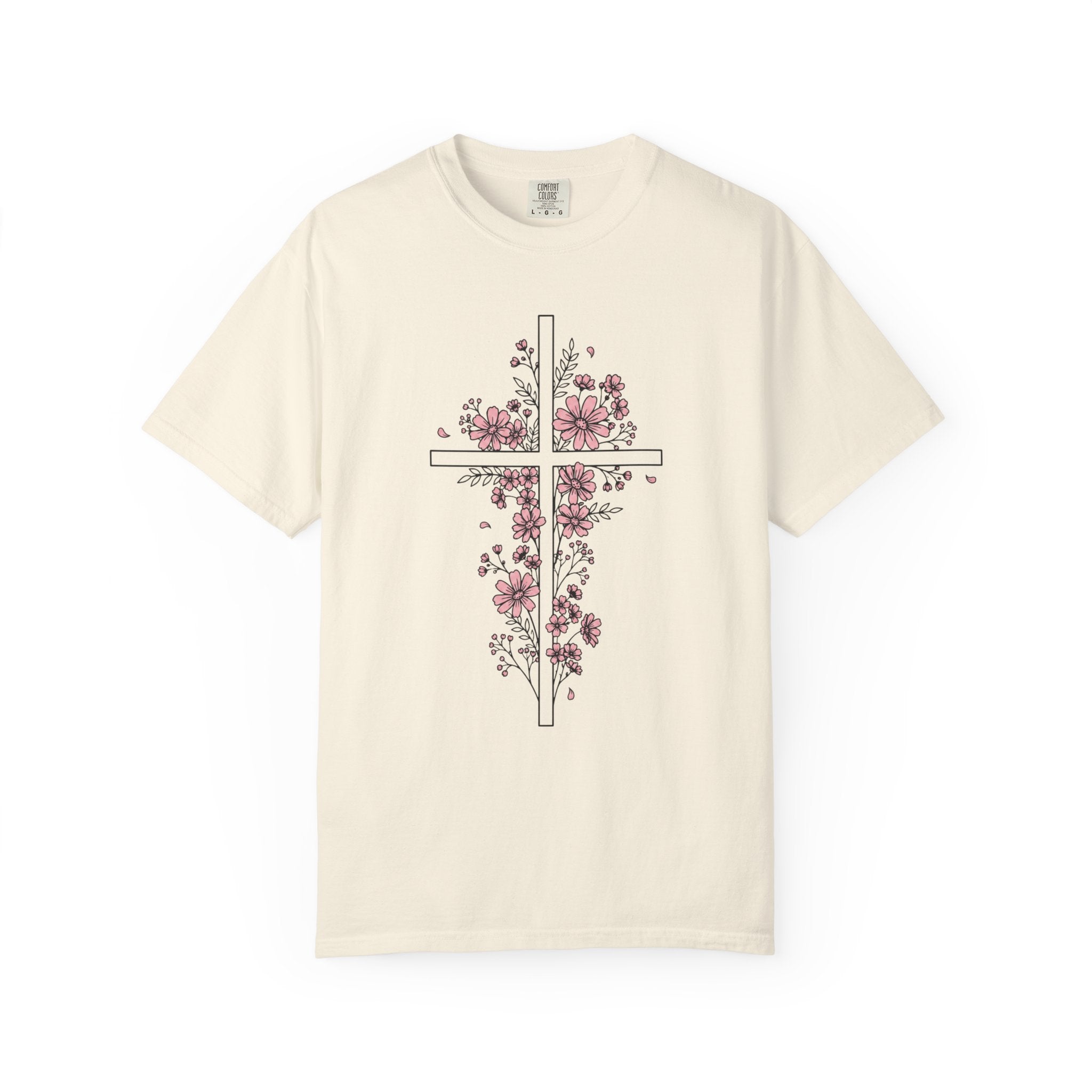Pink Floral Cross T-Shirt