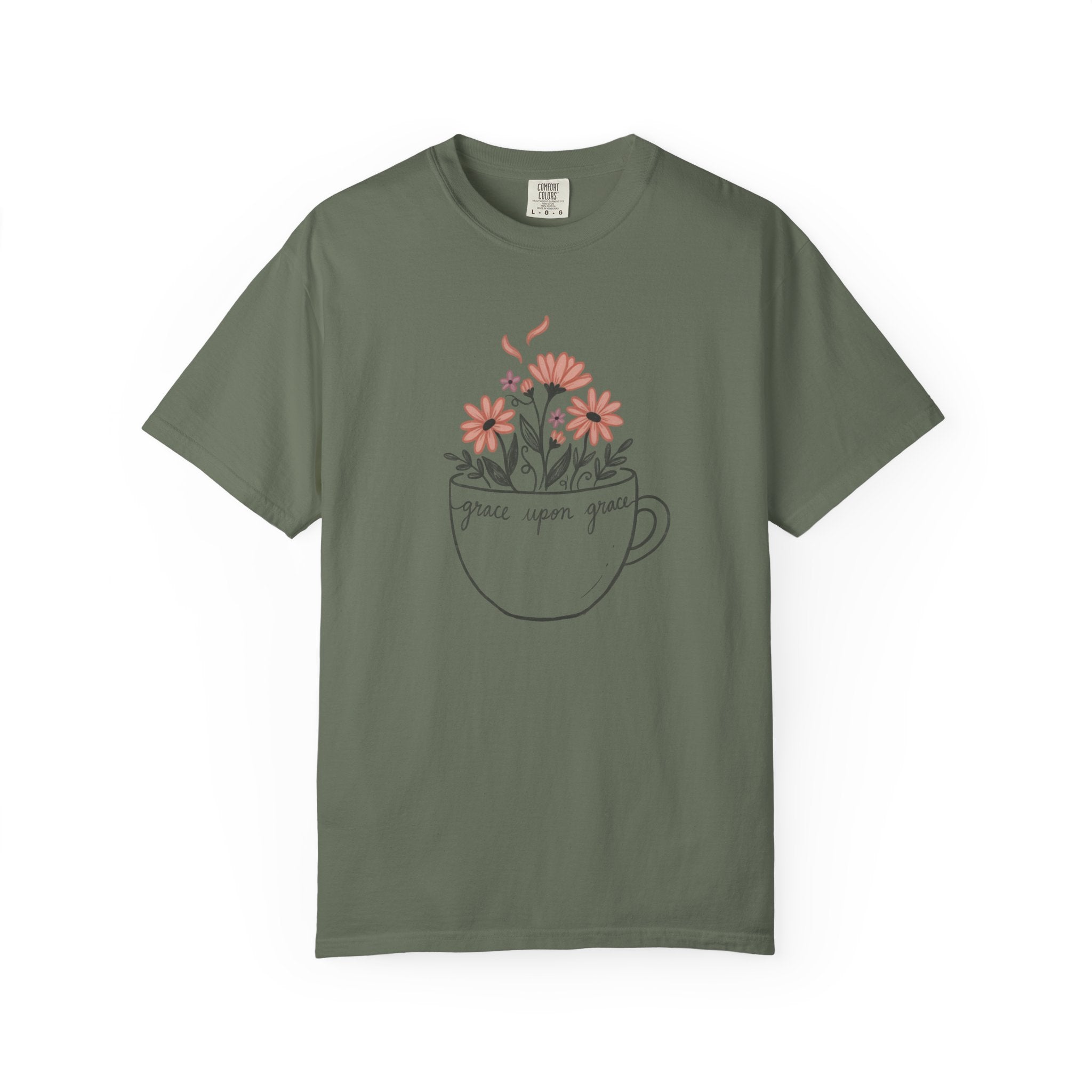 Floral Tea Cup Grace Upon Grace T-Shirt