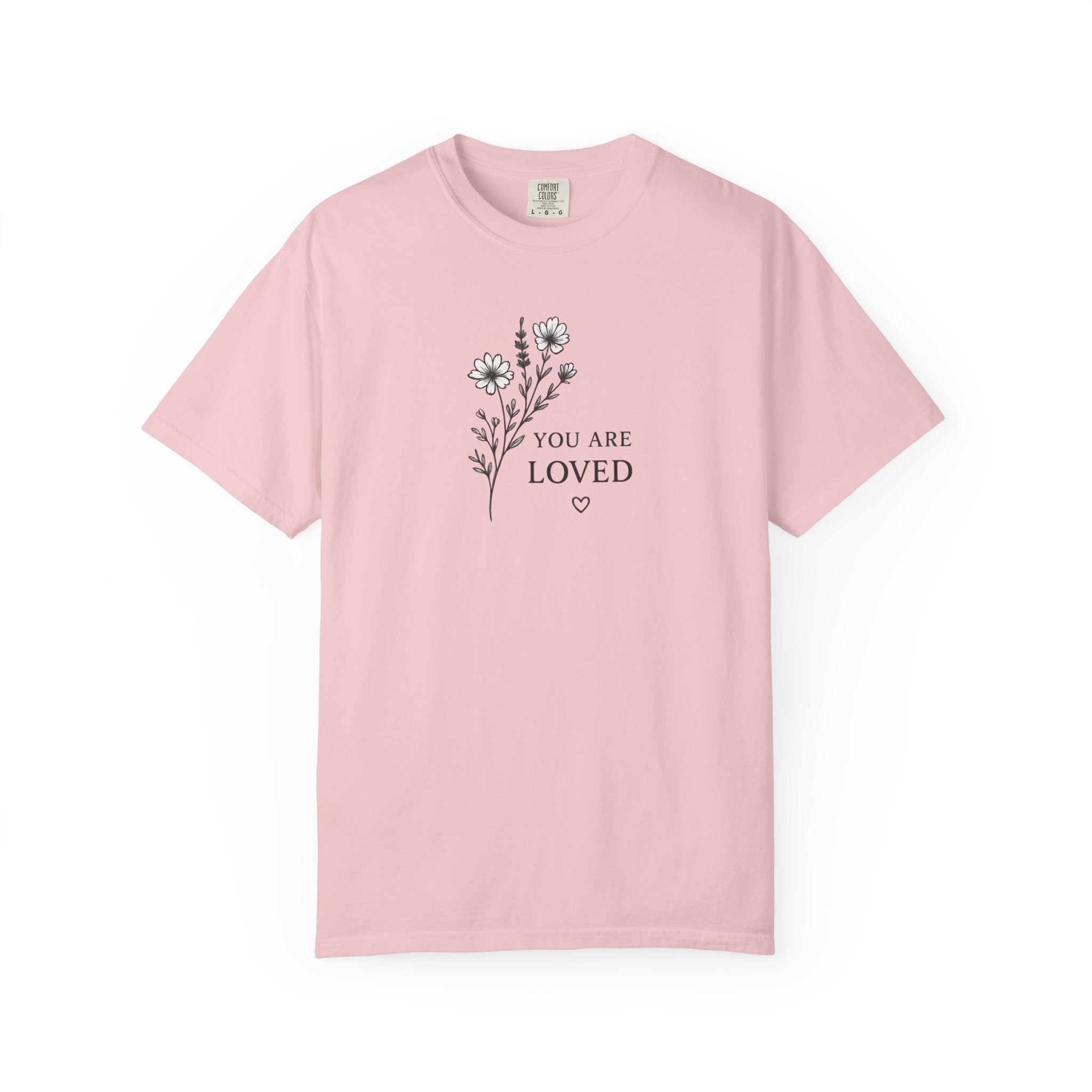 You Are Loved Black and White Floral Sprig T-shirt
