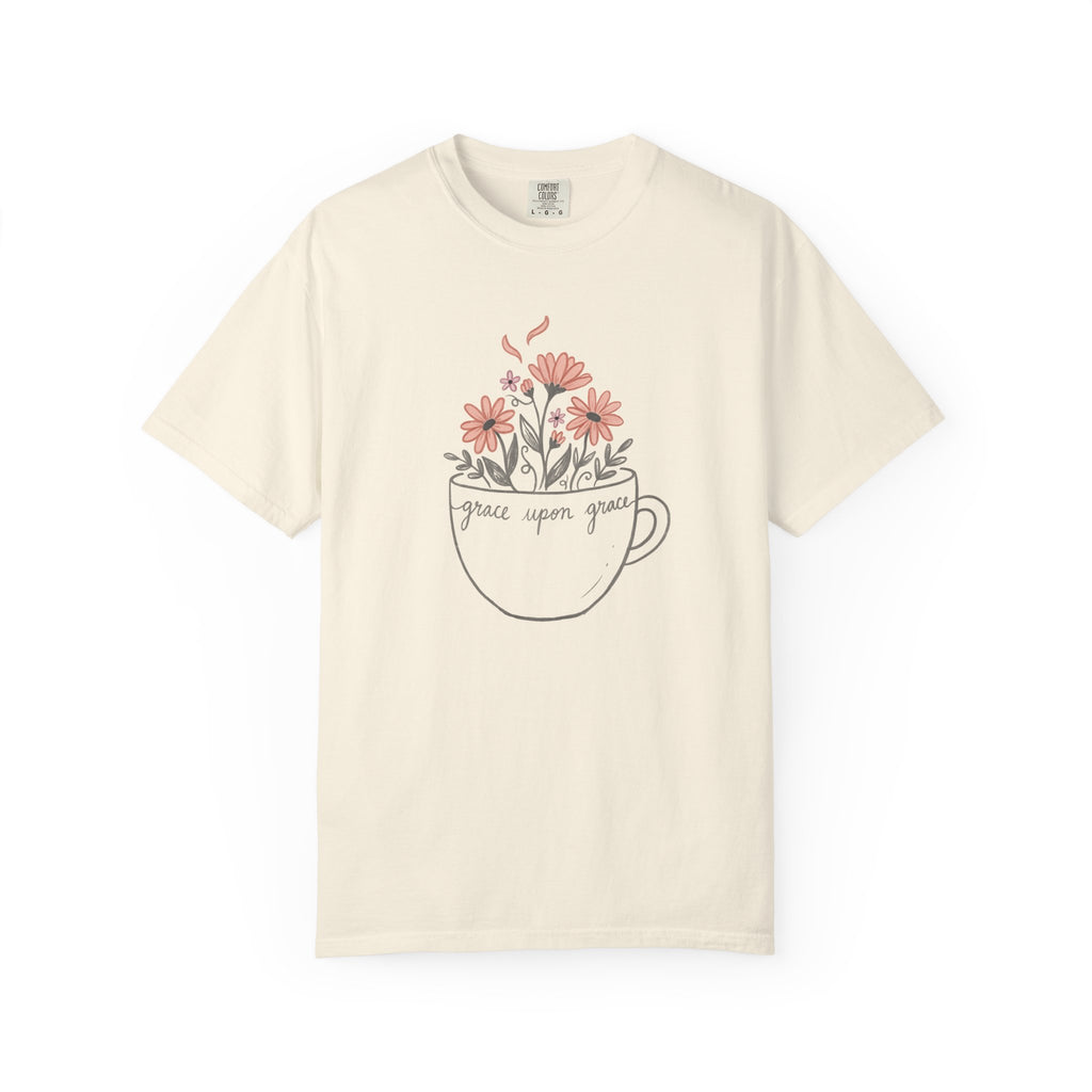 Floral Tea Cup Grace Upon Grace T-Shirt