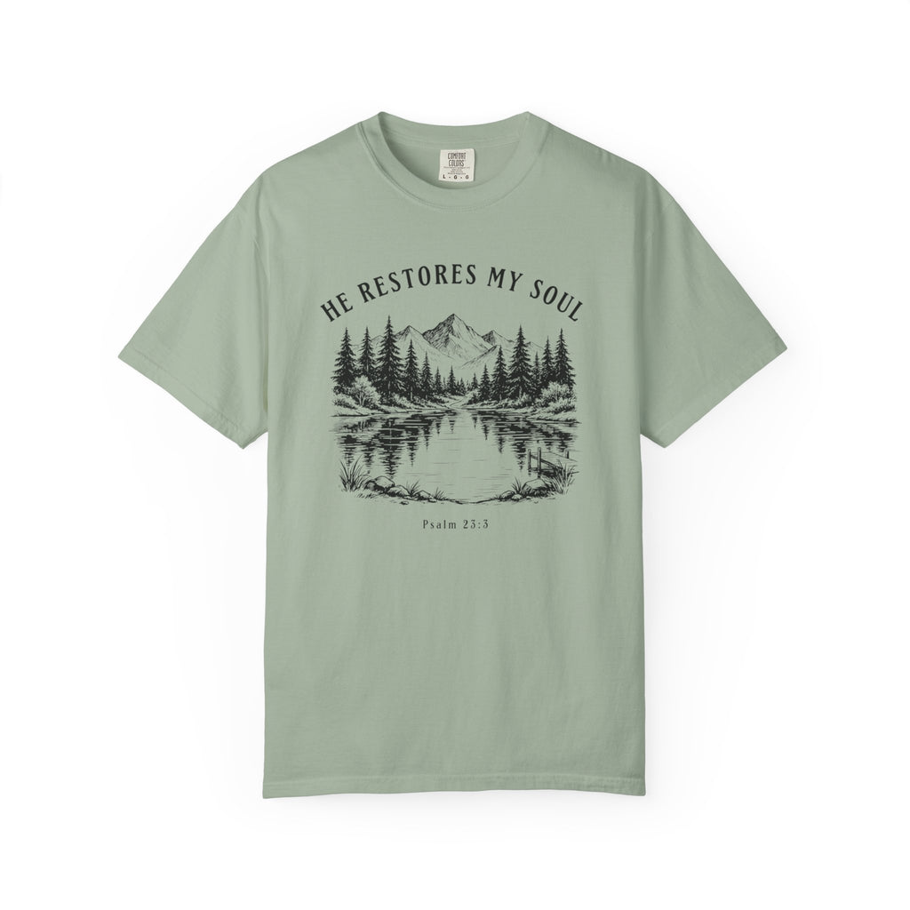 He Restores My Soul Mountain Psalm 23:3 T-Shirt