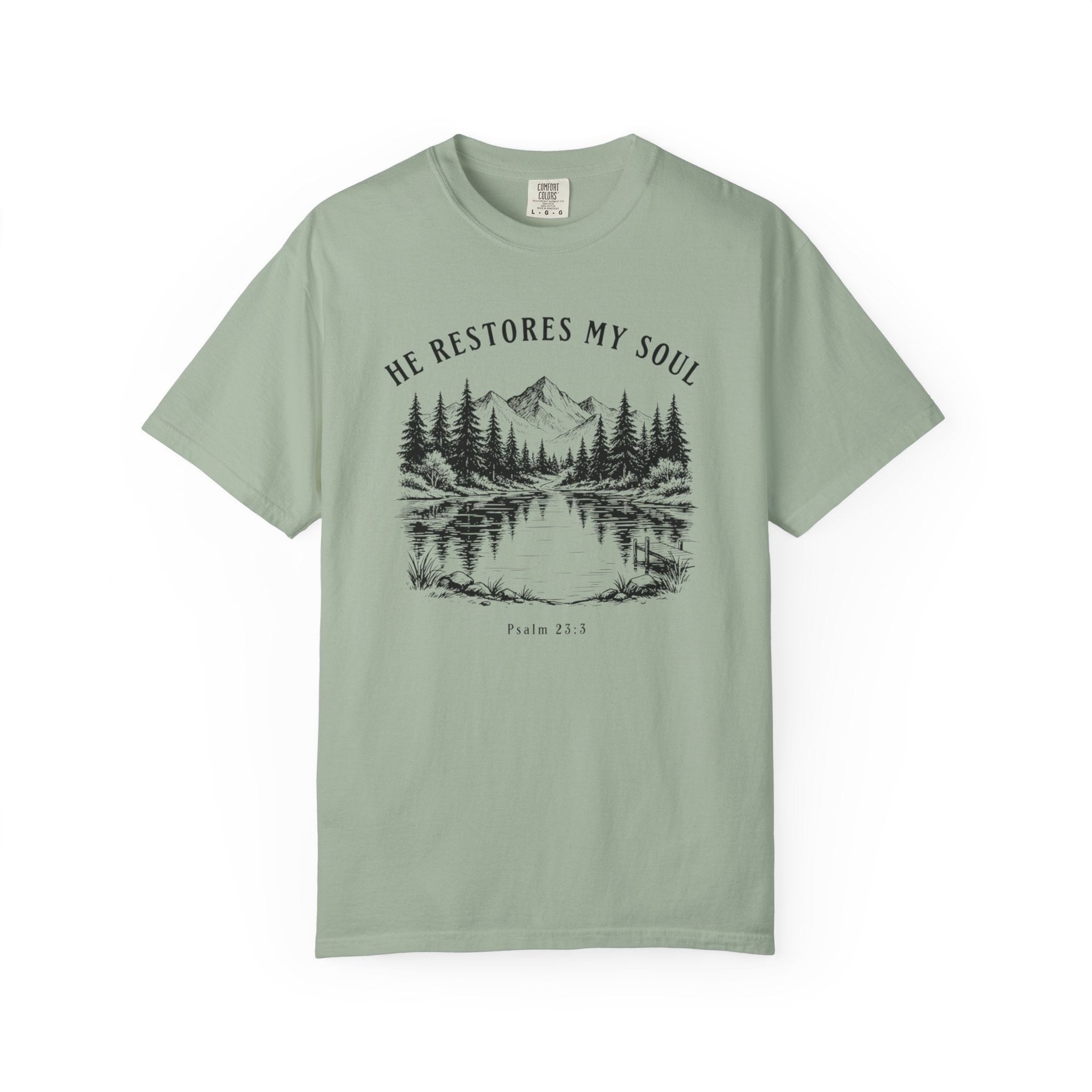 He Restores My Soul Mountain Psalm 23:3 T-Shirt