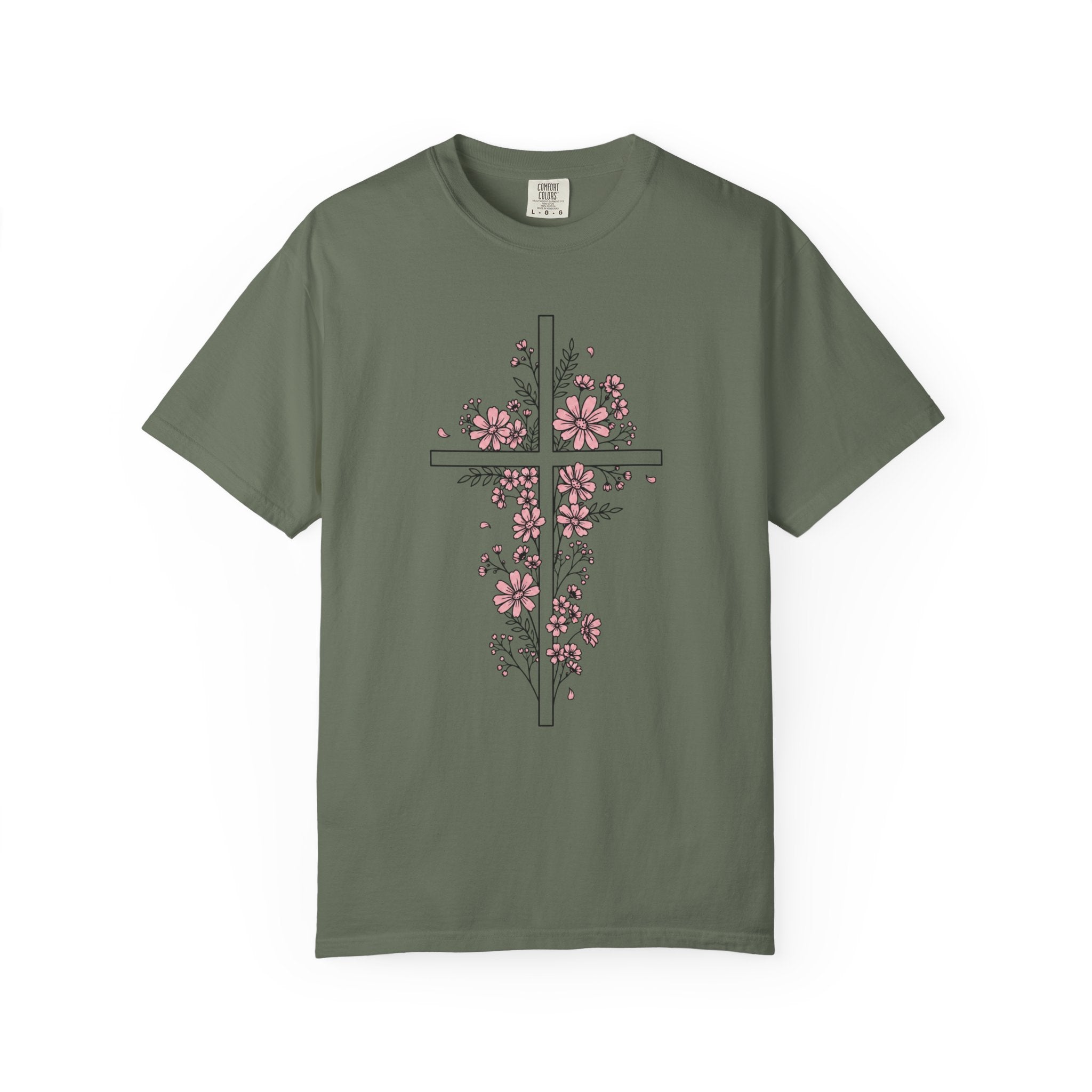 Pink Floral Cross T-Shirt