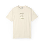 You Are Not Alone T-Shirt — Comforting Script Tee with Olive Sprig