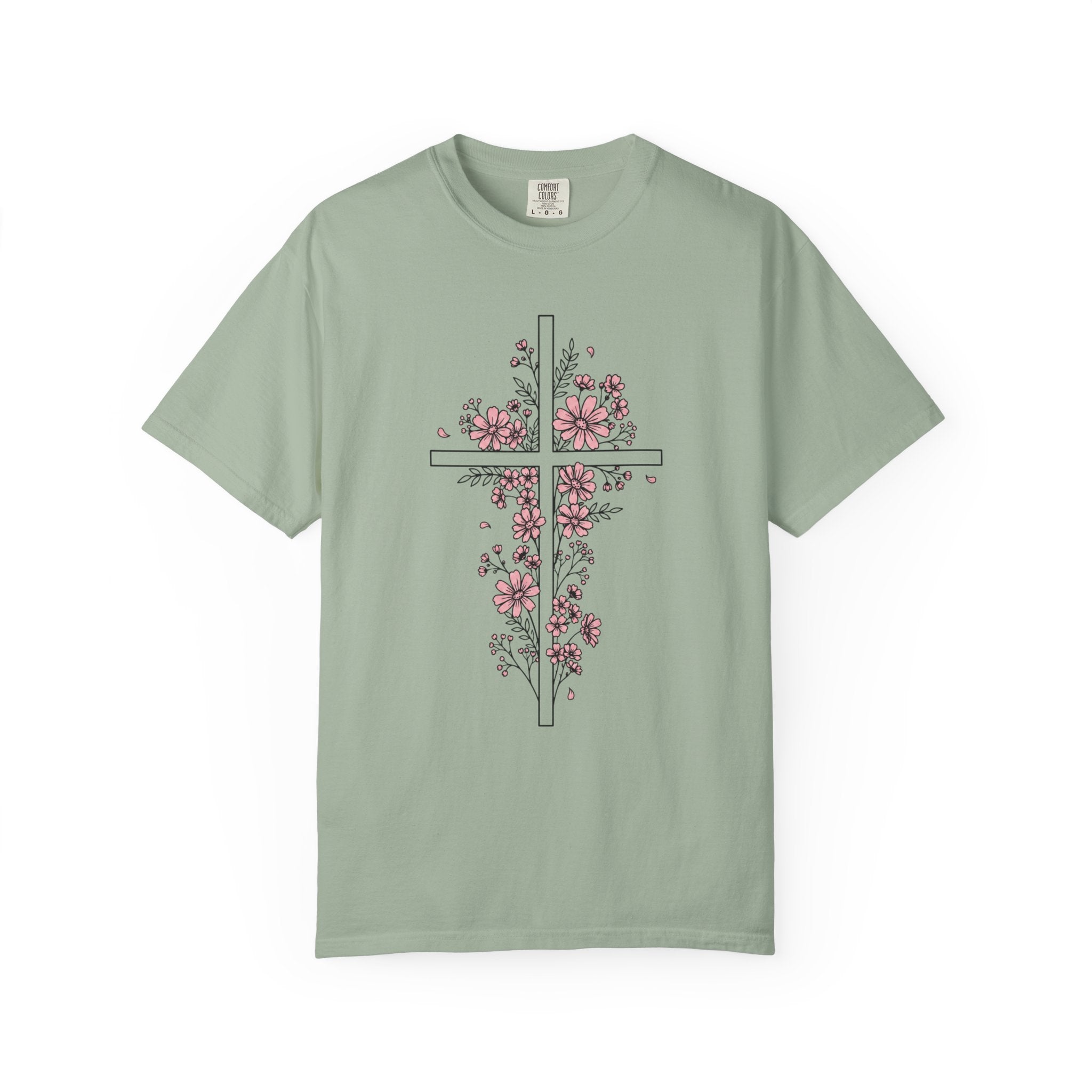 Pink Floral Cross T-Shirt