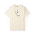 You Are Loved Black and White Floral Sprig T-shirt