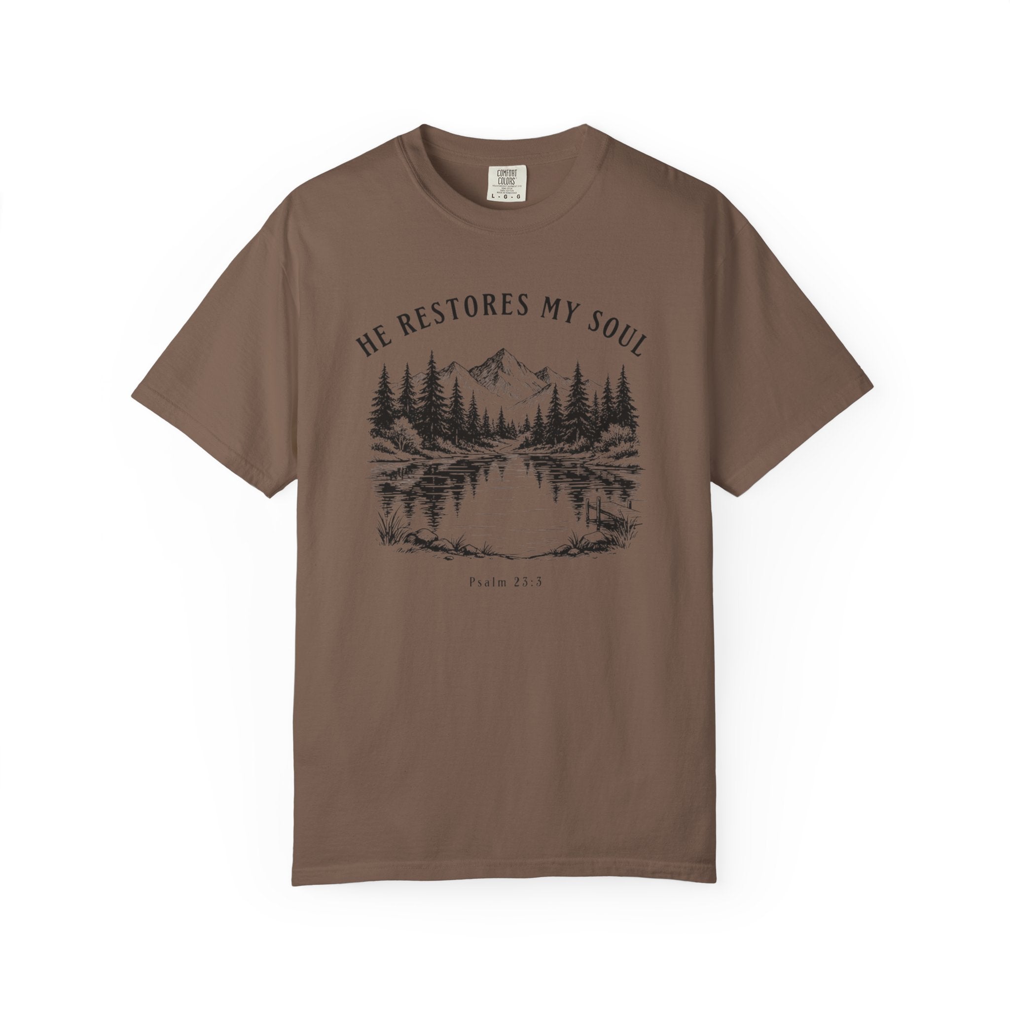He Restores My Soul Mountain Psalm 23:3 T-Shirt