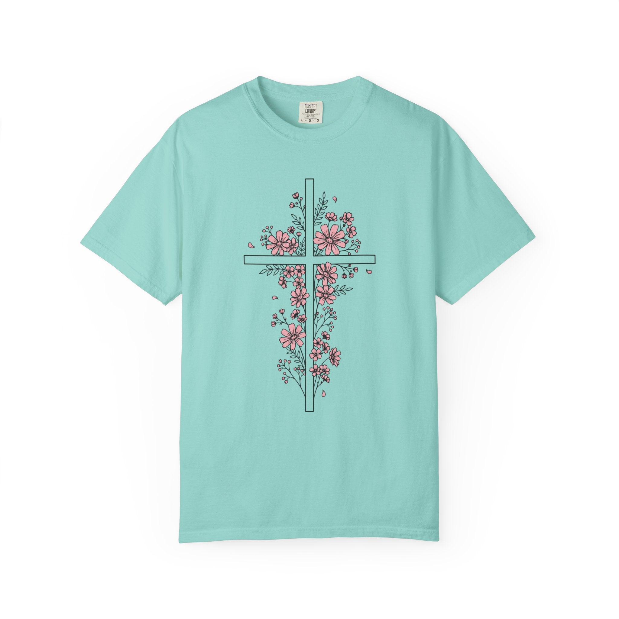 Pink Floral Cross T-Shirt