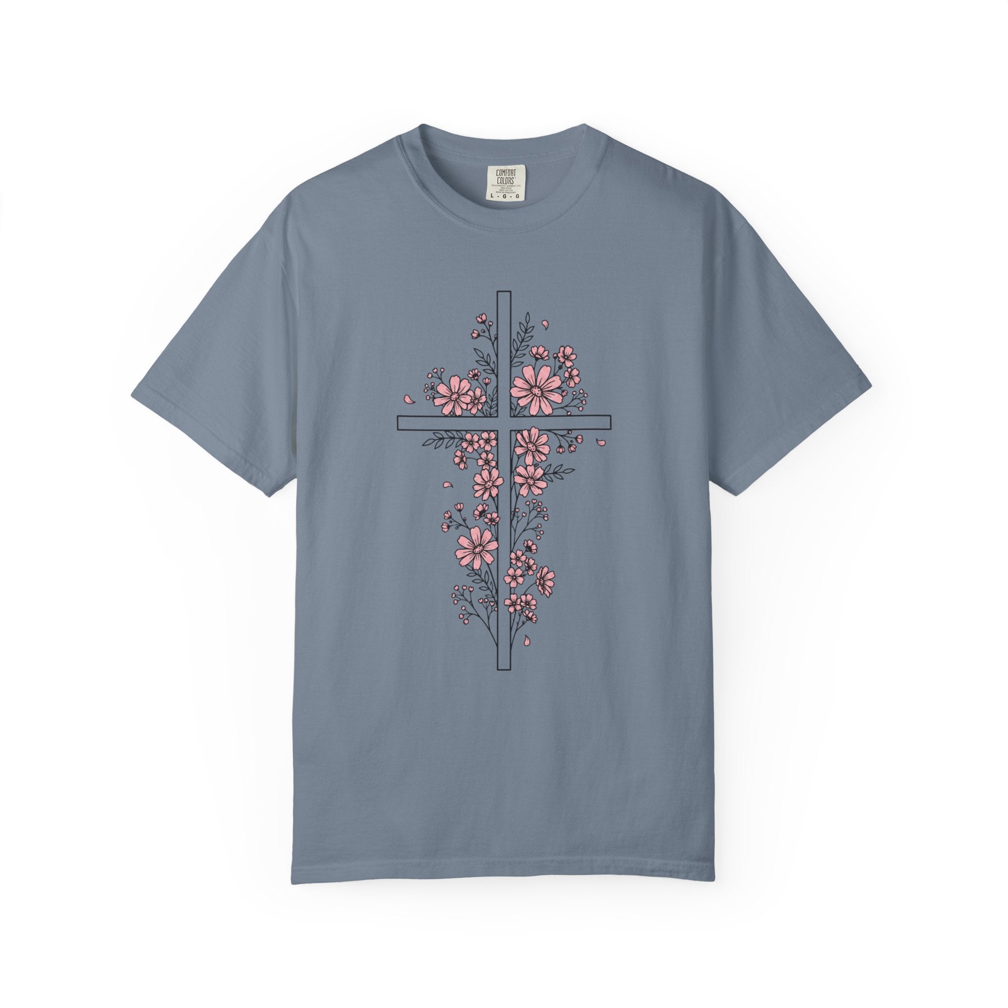 Pink Floral Cross T-Shirt
